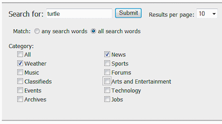 Categories in multiple columns