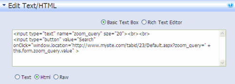 DNN edit html box screenshot