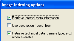 Image indexing options screenshot